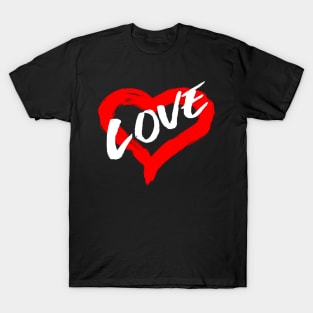 Valentines Day Love Heart in paint brush stroke design T-Shirt